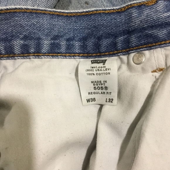 Levi’s 505 men’s blue denim distressed painted regular fit denim jeans s… - Picture 6 of 8